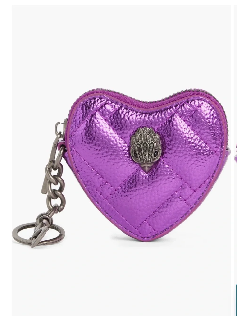 Kurt Geiger Metallic Purple Heart Keychain Bag charm 💜